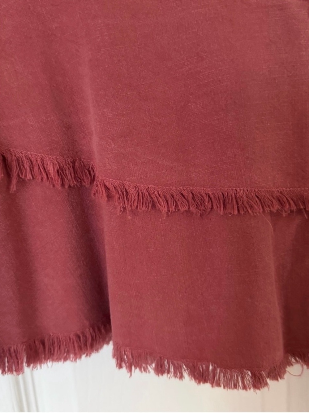 Anthropologie cloth & stone Rust Red Frayed Peplum Button-Up Top XS - Picture 3 of 9